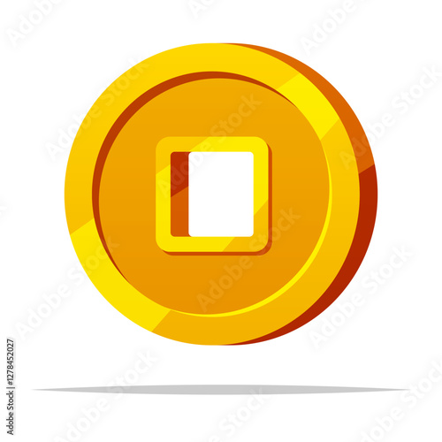 Ancient chinese lucky coin vector isolated illustration