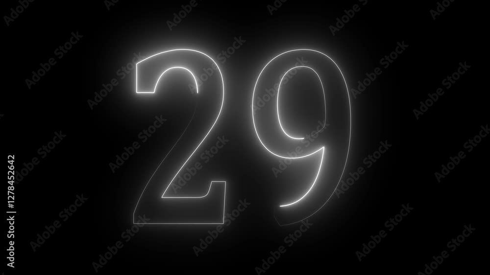 29 text animation by white color neon on black background. 29 text animation by white color neon on black background.