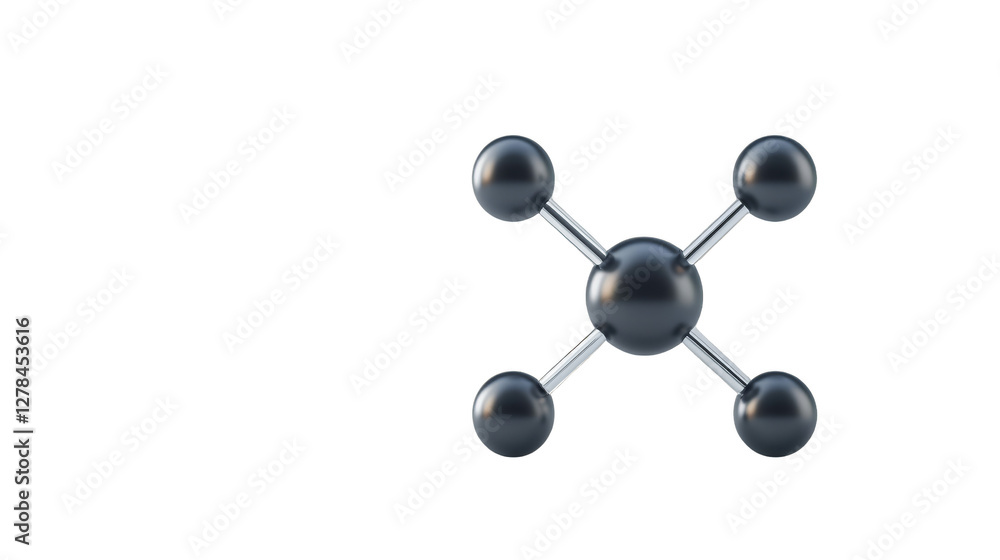 Four spheres interconnected, a visual representation of molecule Four spheres interconnected, a visual representation of molecule