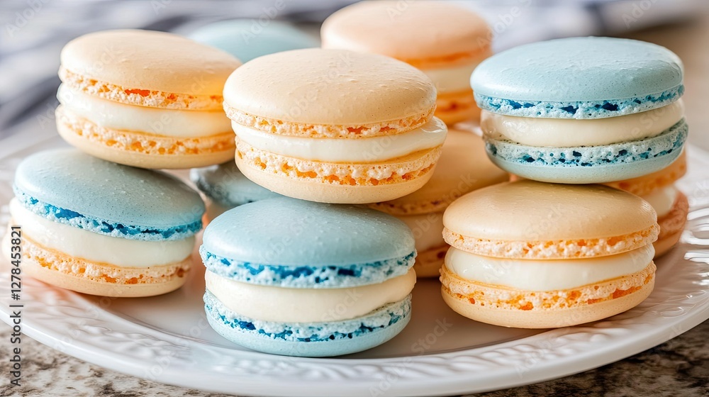 Obraz premium Delicate Pastel Macarons with Creamy Filling