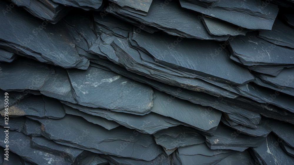 Obraz premium Coarse black slate texture with visible layers for natural design background