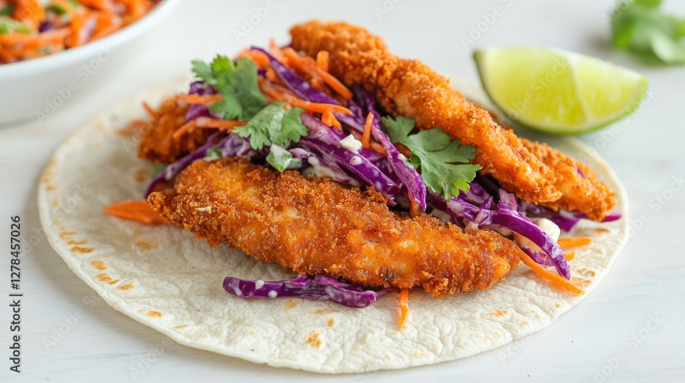 Crispy Chicken Taco with Coleslaw and Cilantro Crispy Chicken Taco with Coleslaw and Cilantro