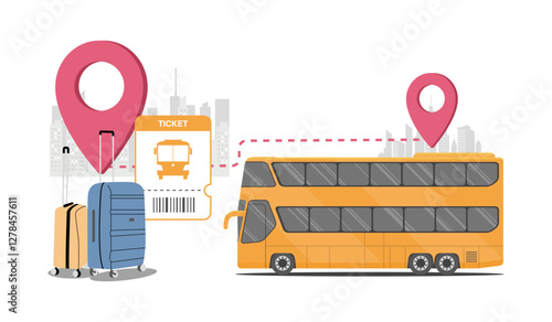 Concept illustration of intercity bus transportation. Vector illustration.