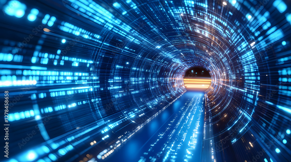 Obraz premium The light of technology in the flood of data