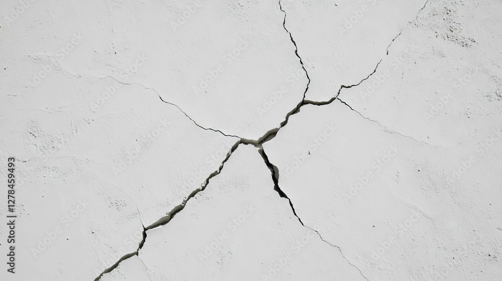 Obraz premium Texture of cracked dry mud clay wall surface with deep fissures ideal for design
