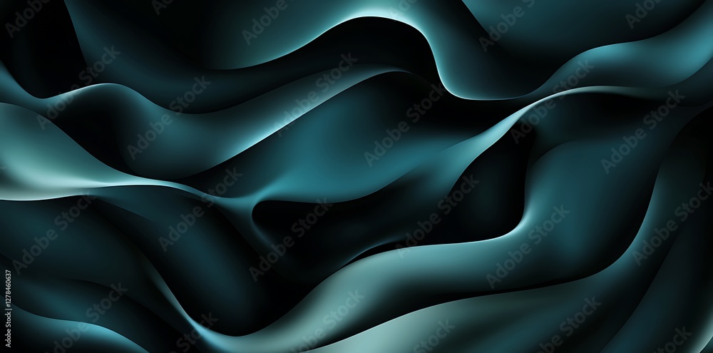 Fototapeta premium Abstract background with blue and black blurred waves