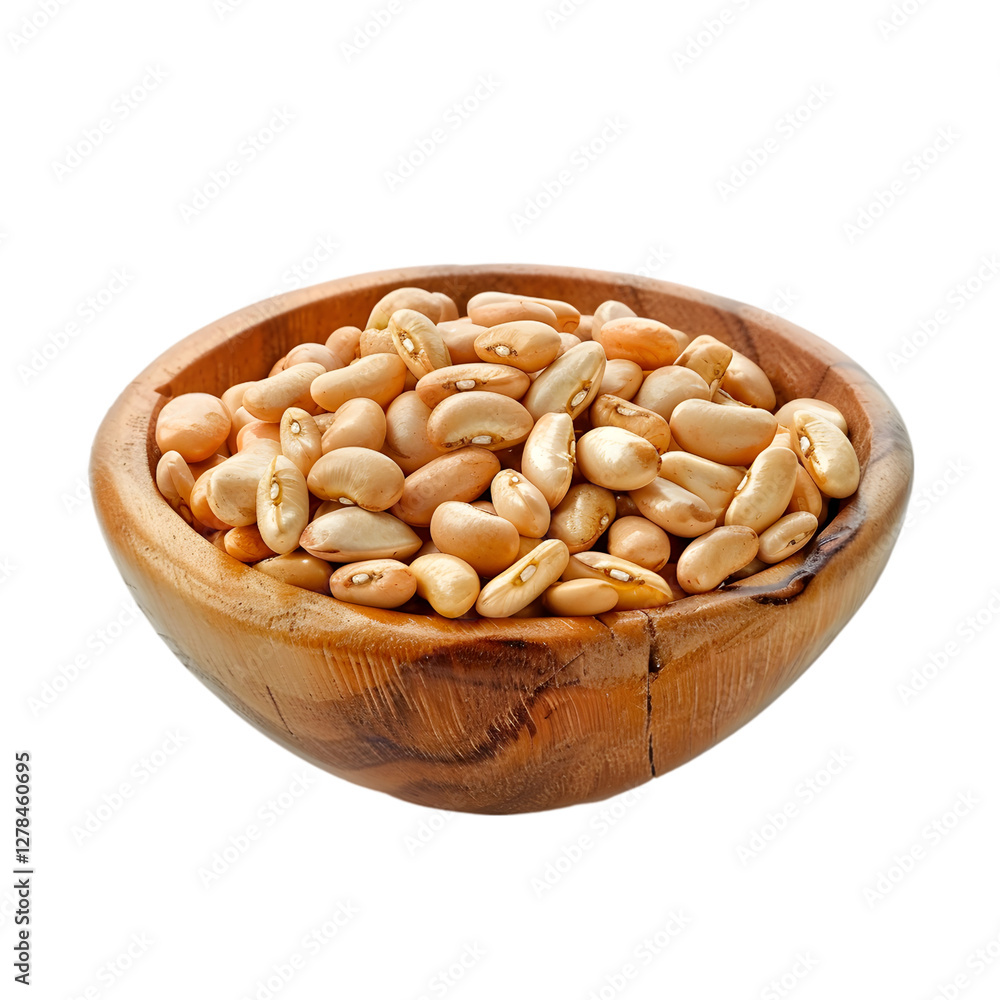Light Brown Beans in Wooden Bowl Healthy Food Light Brown Beans in Wooden Bowl Healthy Food