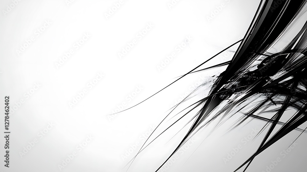 Abstract Black Ink Strokes on White Background Abstract Black Ink Strokes on White Background