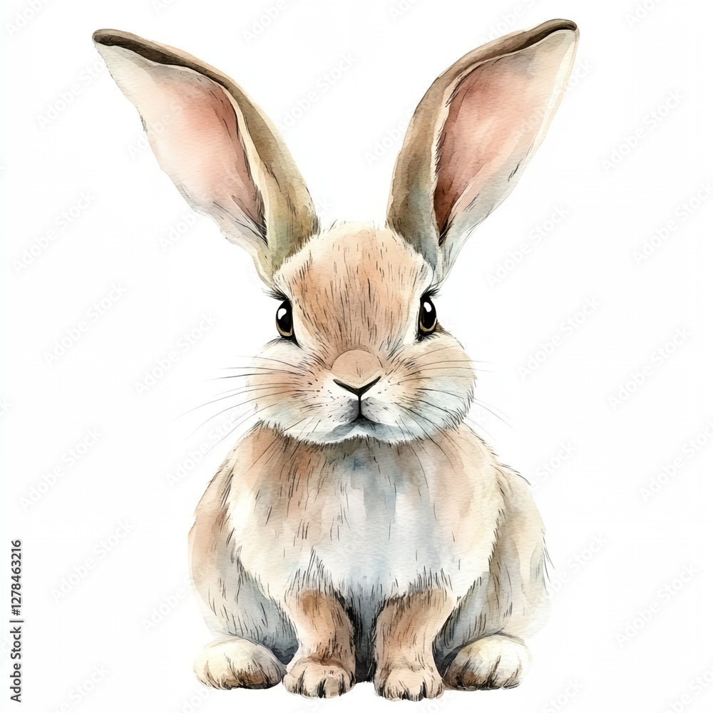 Fototapeta premium Rabbit is sitting on a white background