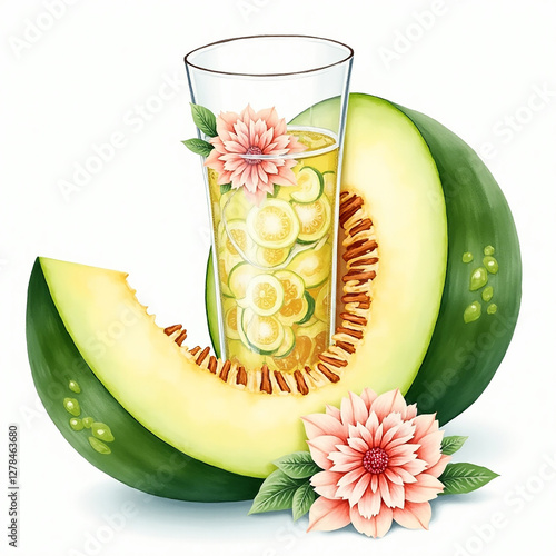 The Fresh And Juicy Slice Of Melon Fruit Is Bursting With Refreshing Juice