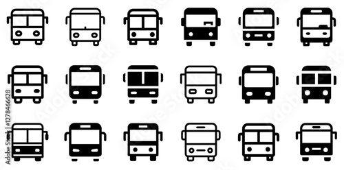 "Bus Vector Icon Set – Public Transport and Urban Mobility"