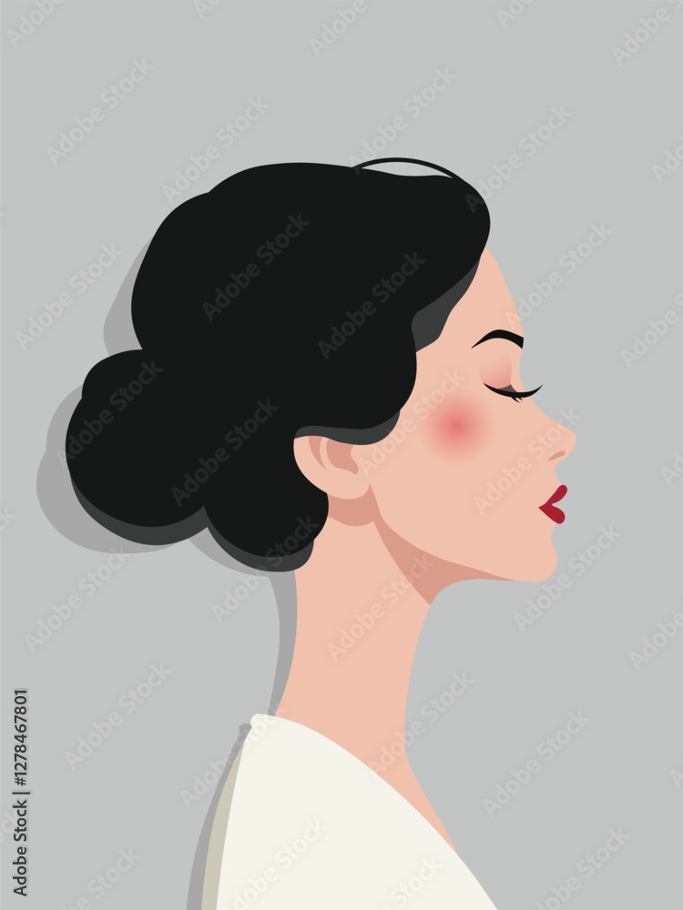 Elegant Woman Profile Minimalist Vector on Soft Pastel Background Elegant Woman Profile Minimalist Vector on Soft Pastel Background