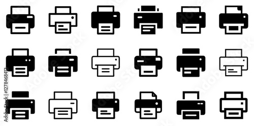 "Printer Vector Icon Set – Essential Tools for Printing and Design"