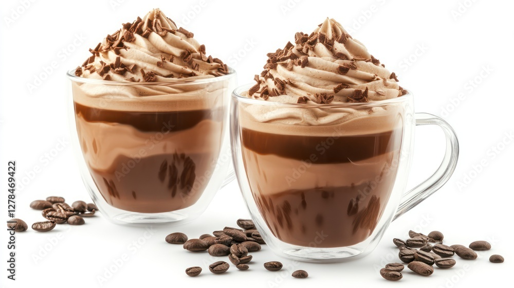 Double Mocha Coffee Drinks, Studio Shot Double Mocha Coffee Drinks, Studio Shot