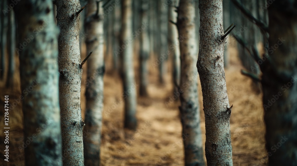 Fototapeta premium A dense forest with many tall trees, perfect for nature or outdoor scenes