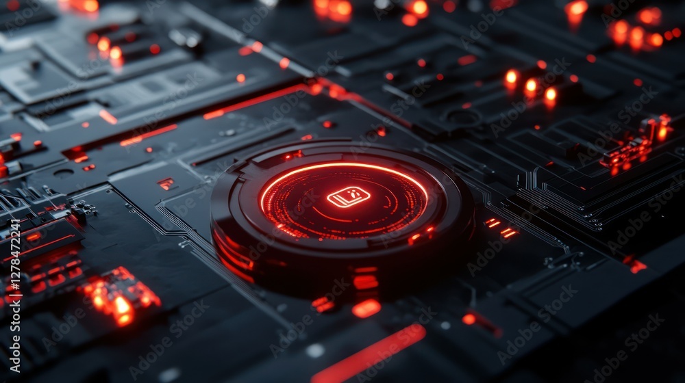 Red Circuit Board Data Center Glow Red Circuit Board Data Center Glow