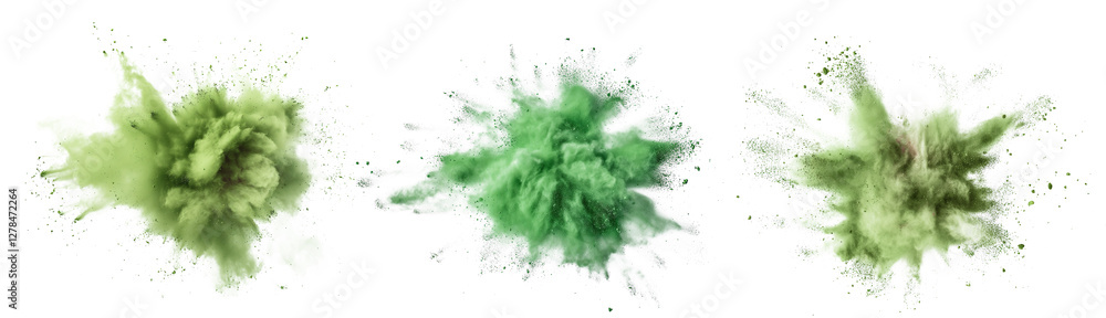 Powder green explosion isolated on white Powder green explosion isolated on white
