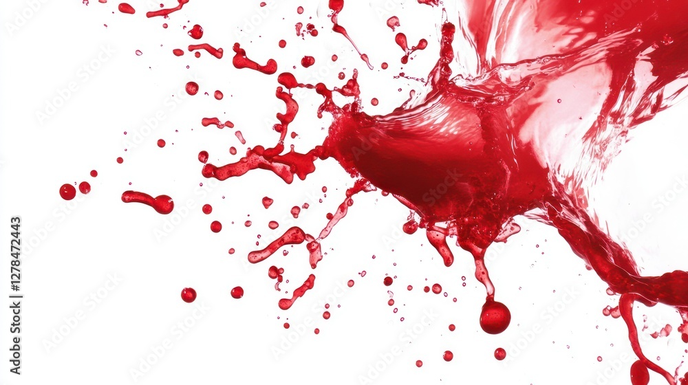 Red liquid splash; white background Red liquid splash; white background