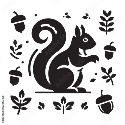 Elegance in Black Squirrel Silhouette Squirrel Icon