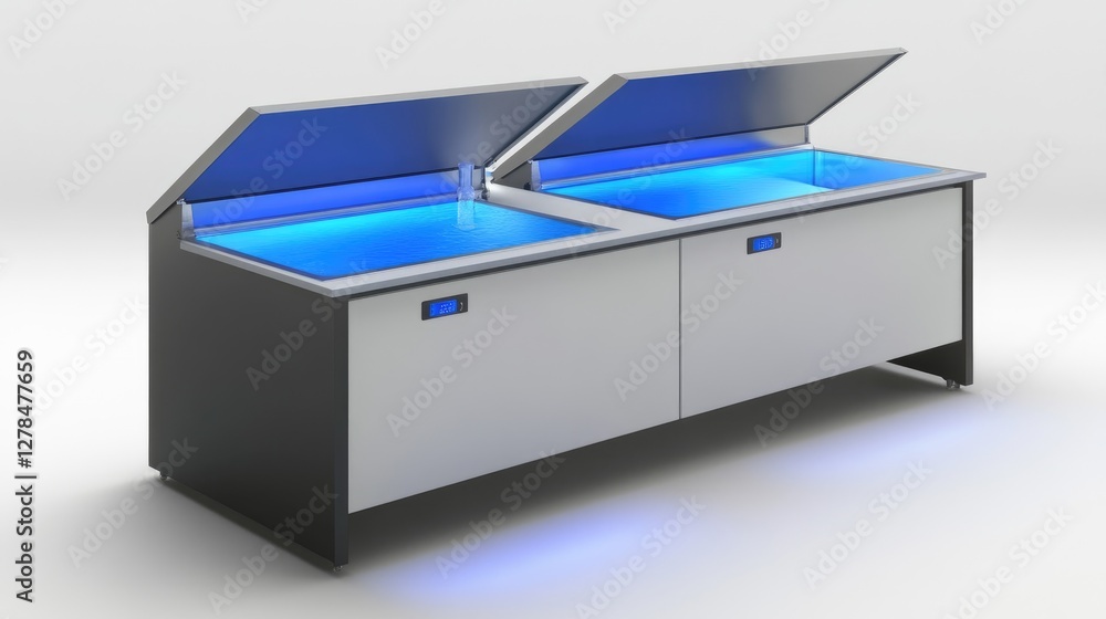 Self-contained bottle washing station with dual water tanks and energy-efficient design. Self-contained bottle washing station with dual water tanks and energy-efficient design.