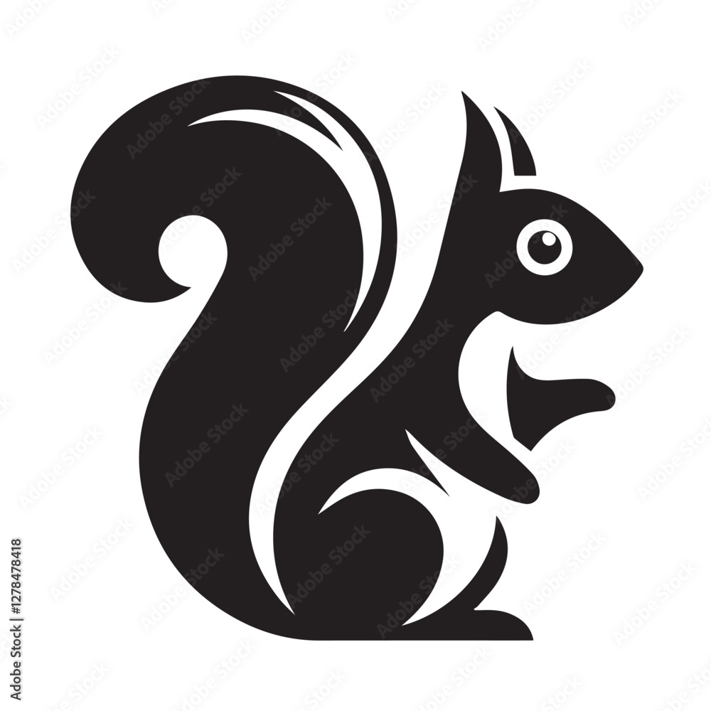 Elegance in Black Squirrel Silhouette Squirrel Icon Elegance in Black Squirrel Silhouette Squirrel Icon