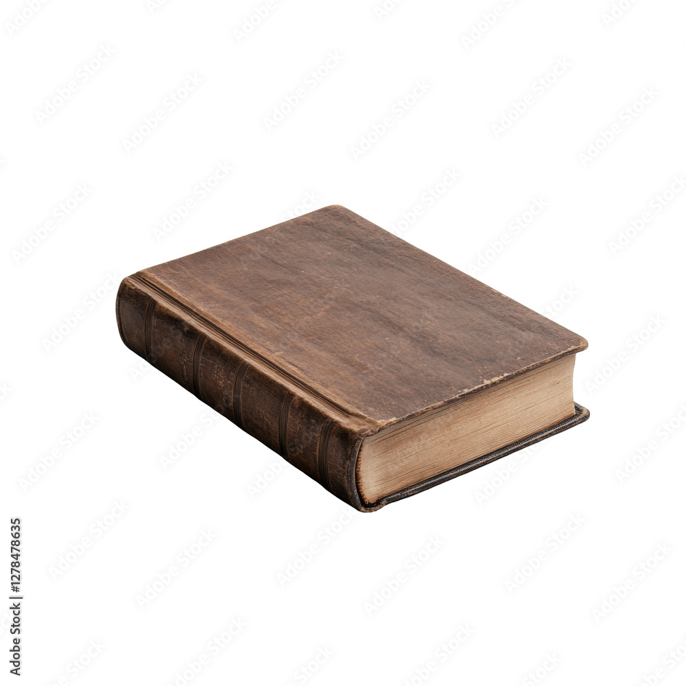 Antique leather bound book with worn pages reflecting timeless knowledge and history Antique leather bound book with worn pages reflecting timeless knowledge and history