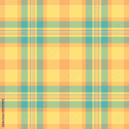 Vibrant yellow and teal plaid pattern. Perfect for textile design, fashion, or website backgrounds.  This cheerful, seamless texture evokes feelings of warmth and summer.