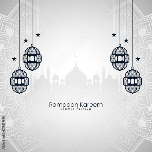 Ramadan Kareem Islamic religious festival greeting card