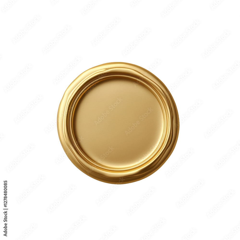 Shiny gold circular medallion with smooth reflective surface and rounded edges Shiny gold circular medallion with smooth reflective surface and rounded edges