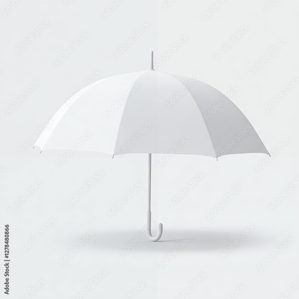 Clean, Simple White Umbrella Against a Plain Background. A high-quality, minimalist image of a white umbrella on a plain white background. Clean, Simple White Umbrella Against a Plain Background. A high-quality, minimalist image of a white umbrella on a plain white background.