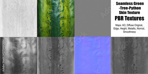 Green Tree Python Skin Texture PBR Texture All Maps 3D Design