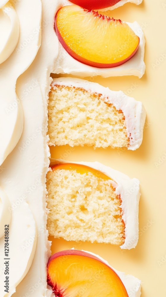 Peachy Delightful Cake Slices with White Frosting Peachy Delightful Cake Slices with White Frosting