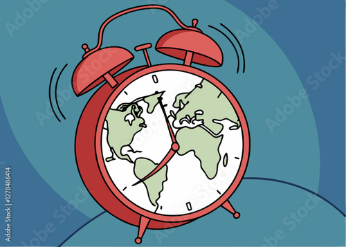 Artistic Representation of an Alarm Clock with a Global Theme for World Sleep Day