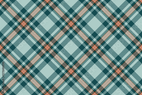 Chic fabric tartan plaid, regular textile pattern seamless. Teenager texture check background vector in pastel and cyan colors.