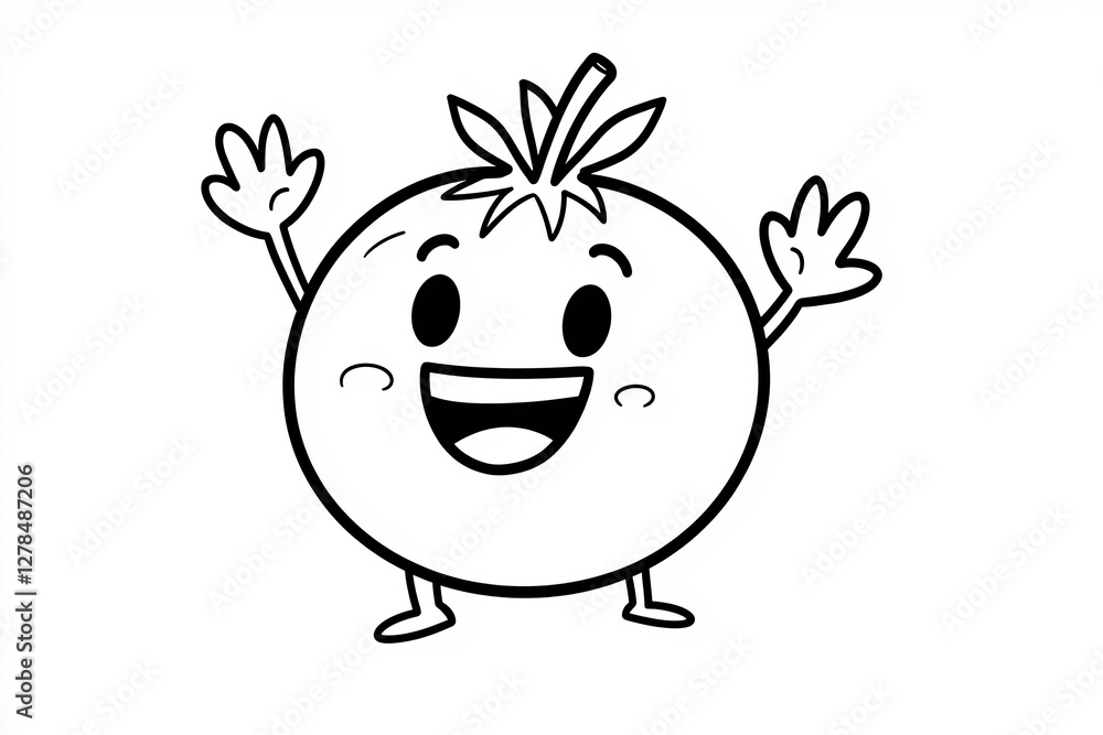 Little tomato with tiny legs, waving happily. Little tomato with tiny legs, waving happily.