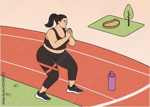 Individual Walking on a Track with a Water Bottle for World Obesity Day