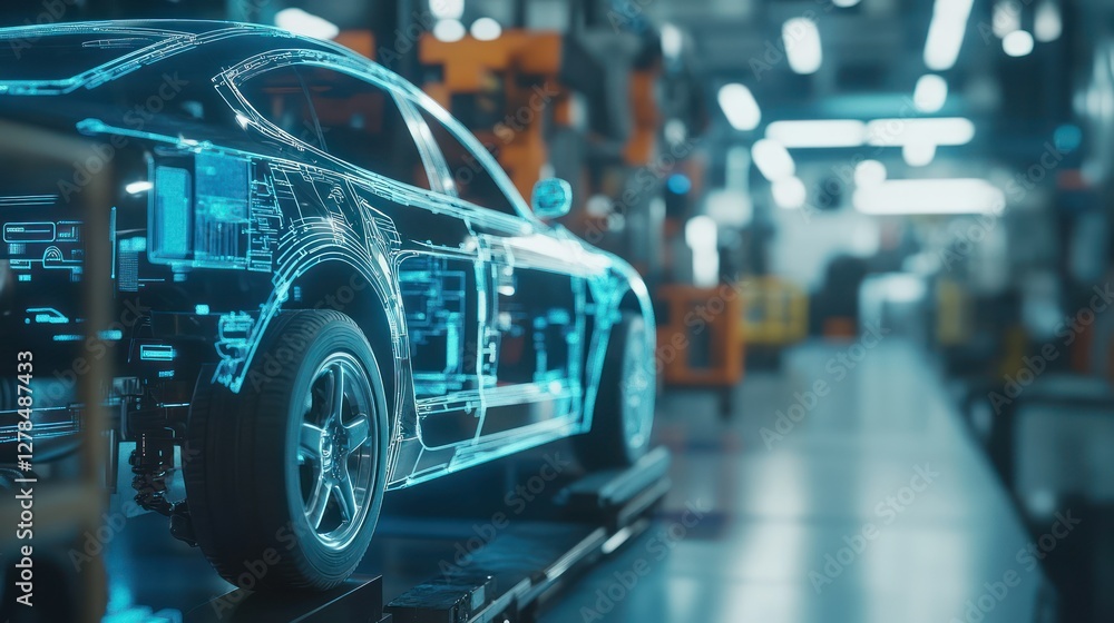 Factory Car Assembly Line Hologram Factory Car Assembly Line Hologram
