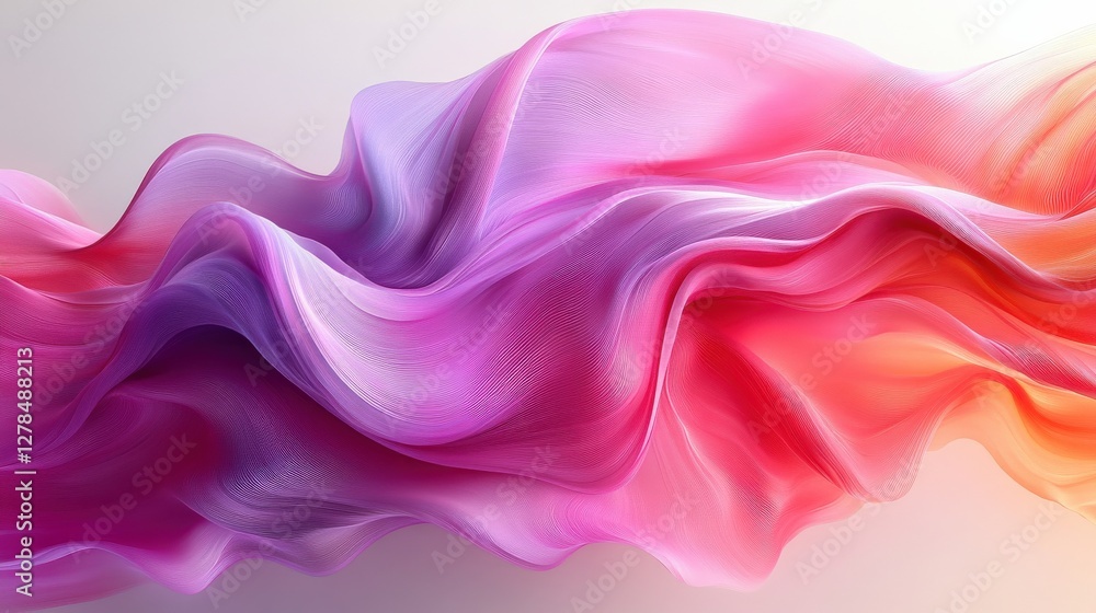 Fototapeta premium Abstract flowing fabric in vibrant pink and purple hues, creating a sense of movement and depth