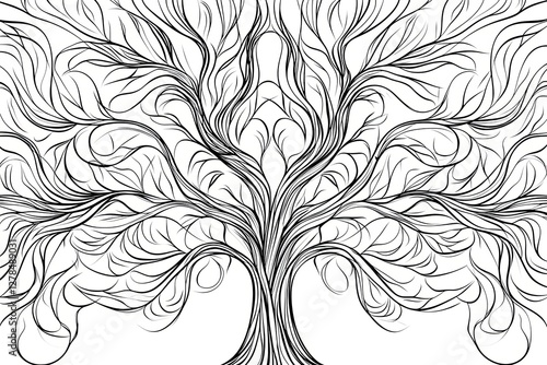 Fractal tree branching pattern, symmetrical and intricate.