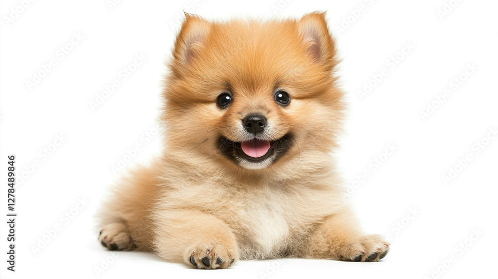 Cute puppy sitting isolated on white background. Cute puppy sitting isolated on white background.