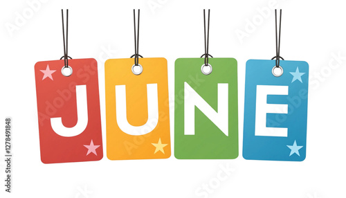 Hello June message lettering season greeting typography transparent 