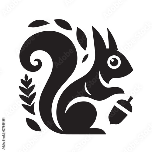 Elegance in Black Squirrel Silhouette Squirrel Icon