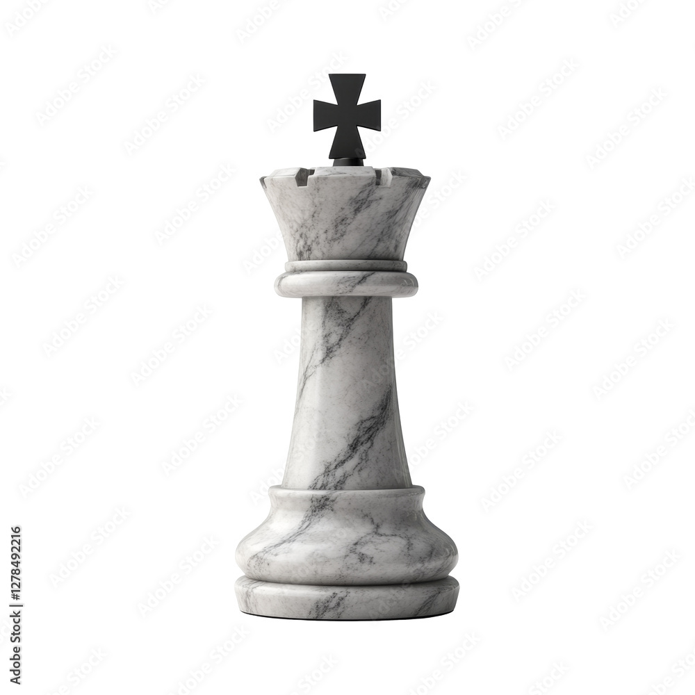 Marble chess king piece with elegant design on display Marble chess king piece with elegant design on display