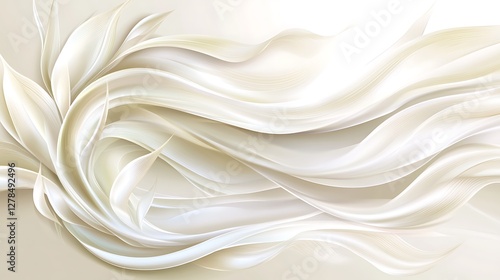 Elegant Cream Colored Abstract Floral Waves Design