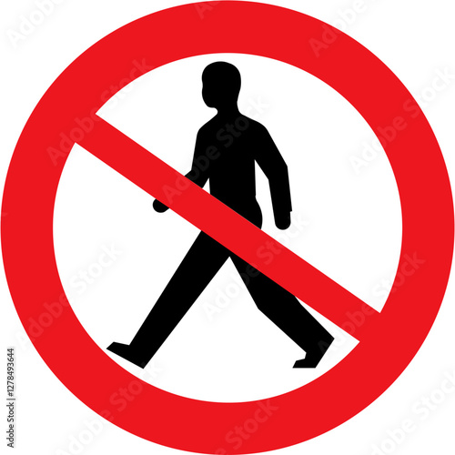 sign, no, symbol, warning, forbidden, prohibited, icon, stop, ban, illustration, danger, red, people, prohibition, circle, not, person, allowed, woman, vector, black, walking, road, silhouette, restri photo