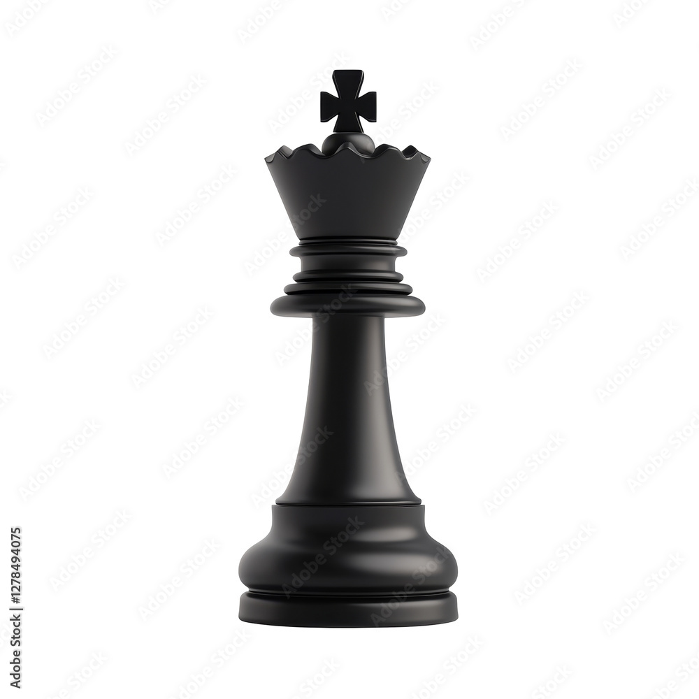 Sleek black chess king piece standing tall with elegant design and classic detailing Sleek black chess king piece standing tall with elegant design and classic detailing