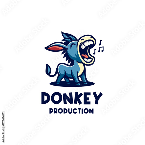 Roaring Donkey With Note Music Symbol For Music Movie Reel Production Logo Design