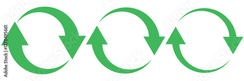 Two semicircular rotating green arrows. Following each other in a circle. Vector symbol. Recycle icon symbol. recycle, zero waste icon vector.