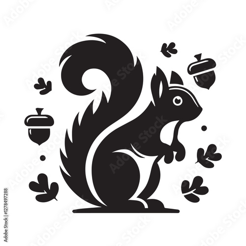 Elegance in Black Squirrel Silhouette Squirrel Icon