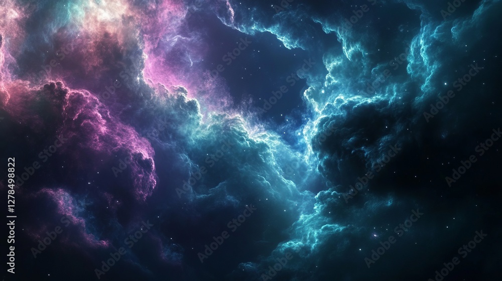 A dramatic sky filled with glowing, electrified storm clouds in blue, purple, and black tones. The lightning-like patterns create an intense, mysterious, and powerful visual of nature's raw energy.